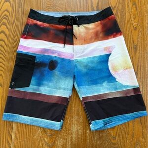 Analog Vibrant Blue and Black Board Shorts